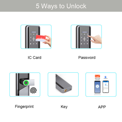 Alüminyum Alaşımlı TTlock Tuya WiFi Dijital Parmak İzi Şifre Kartı Anahtarlı Akıllı Kapı Kilidi