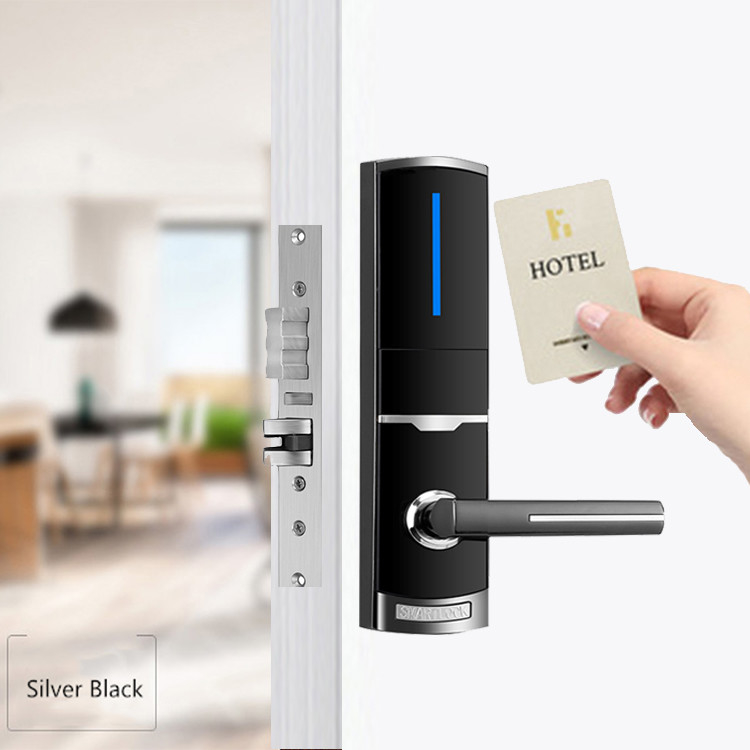 310*72mm Çinko Alaşımlı RFID Kartı ve Mekanik Anahtarlı Otel Elektronik Akıllı Kapı Kilitleri