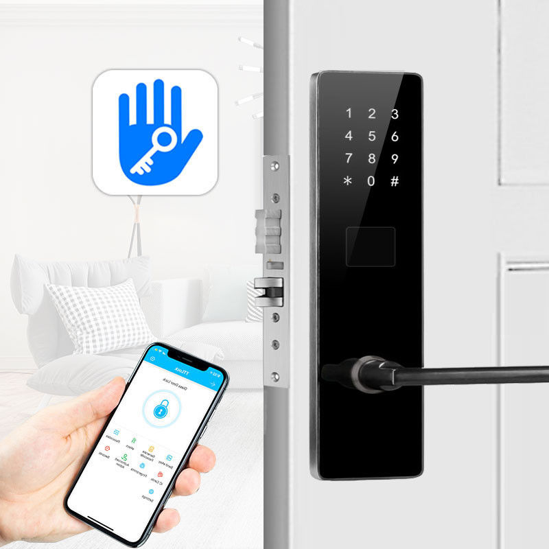 Siyah Renkli Bluetooth TTlock Parola Daire Evleri için Elektronik Akıllı Kapı Kilitleri