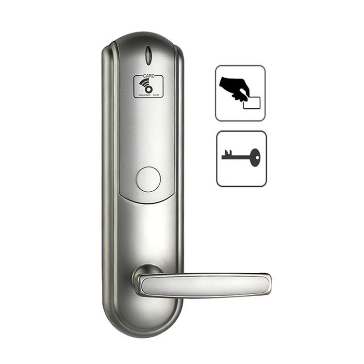 Ahşap Kapı için Gümüş 4AA Otel Kartı Kapı Kilit Sistemi 4.8V Akıllı Kilit